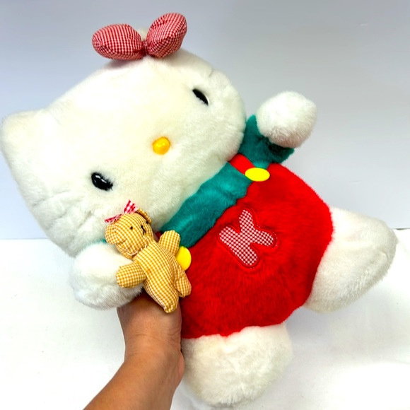 Vintage SANRIO “ Hello Kitty “ standing plush with bow and mini teddy - Picture 4 of 8